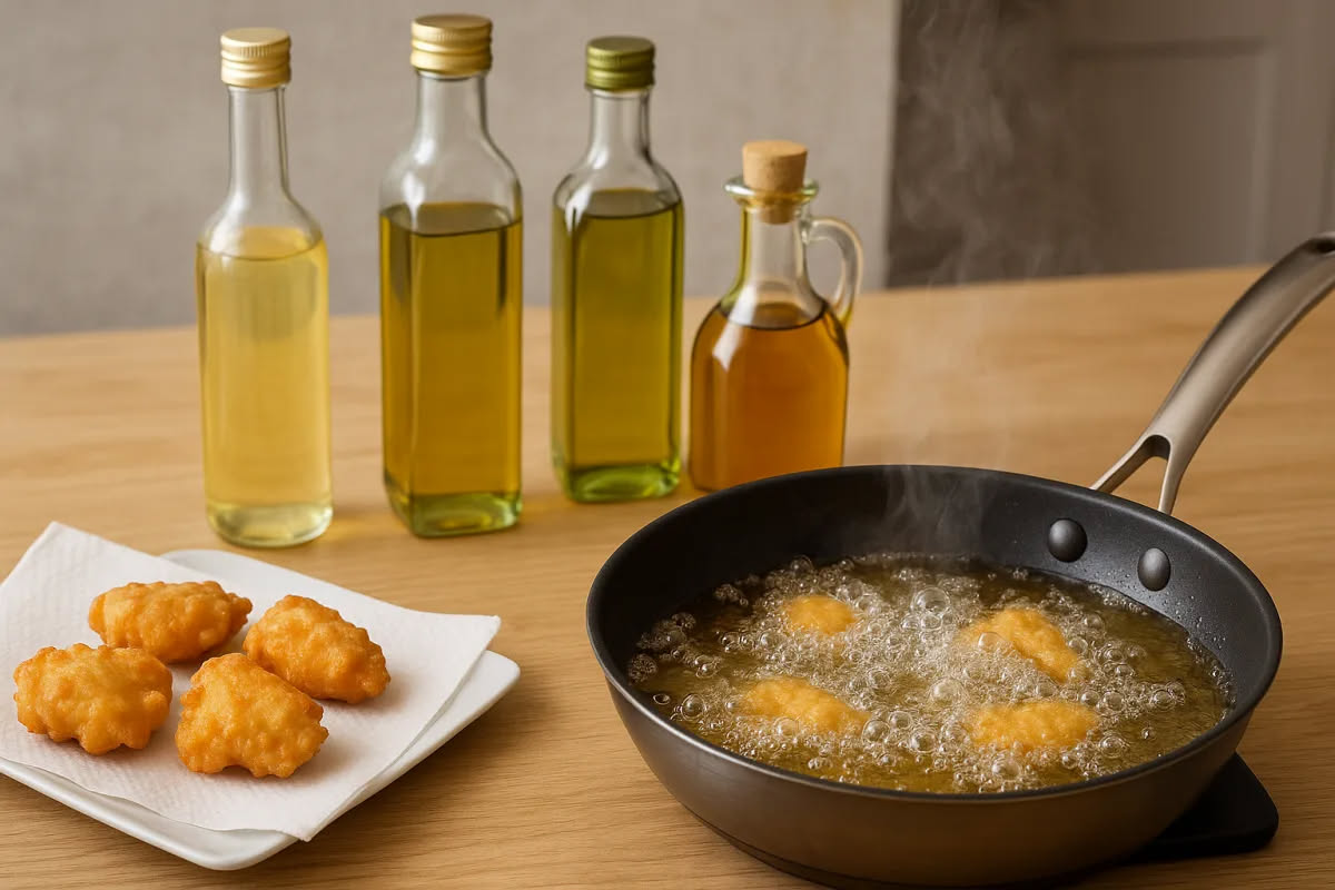 Pizza fritta napoletana appena tolta dall'olio, dorata e gonfia, adagiata su carta assorbente bianca con gocce d'olio trasparente