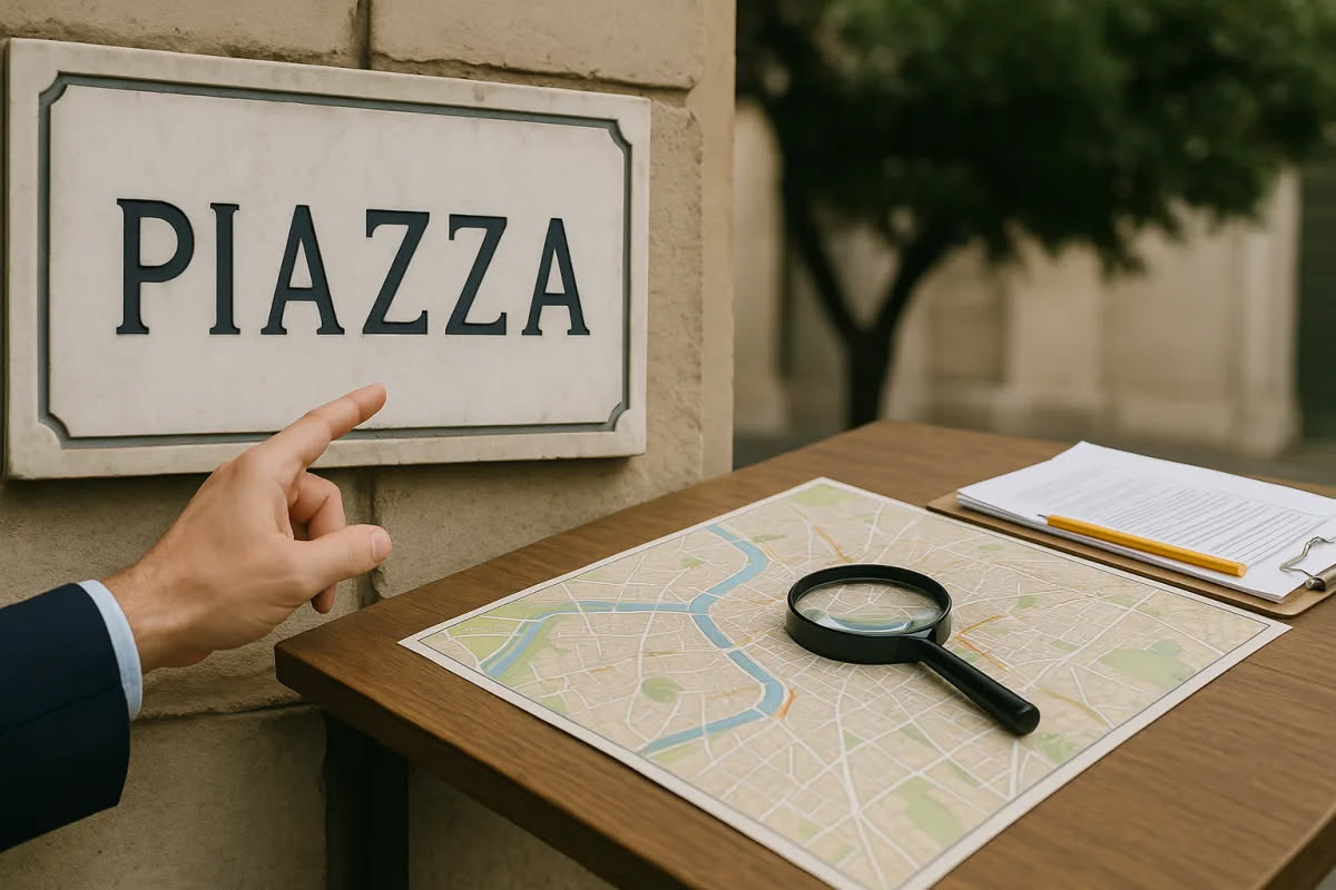 Pizza napoletana appena sfornata con cornicione dorato e centro morbido, condimento rosso e bianco, vista dall'alto su tavolo di legno scuro con logo STG in basso a destra