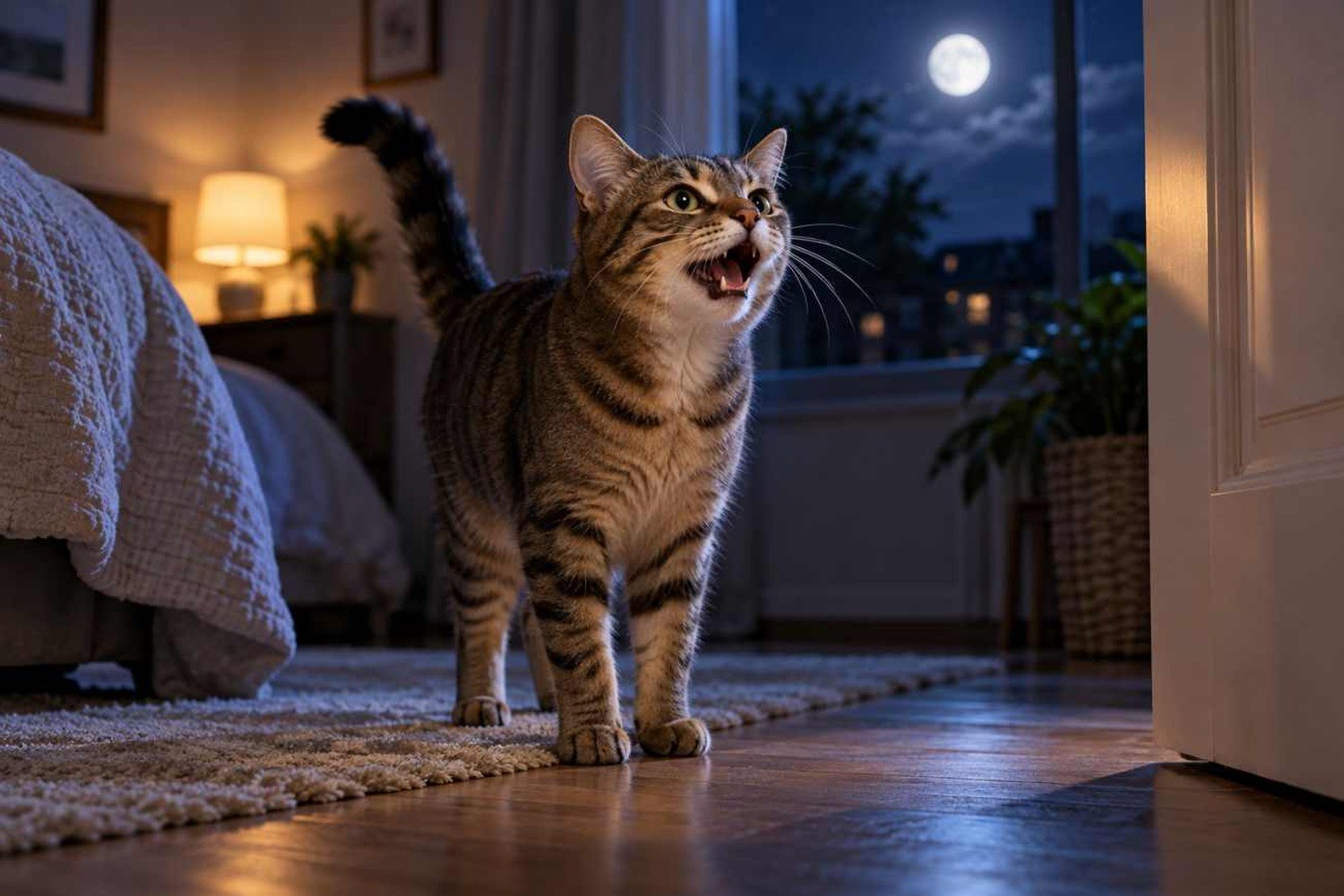 Perché il gatto miagola continuamente durante la notte